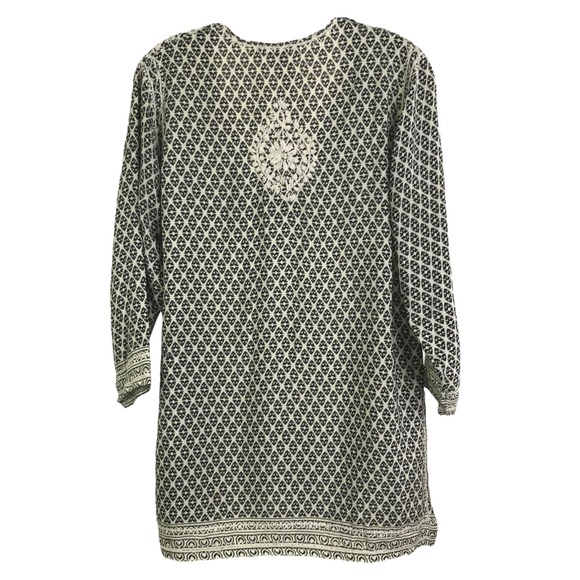 Gretchen‎ Scott Embroidered Tunic Boho Top Black White Floral Caftan Coverup S - Picture 3 of 12